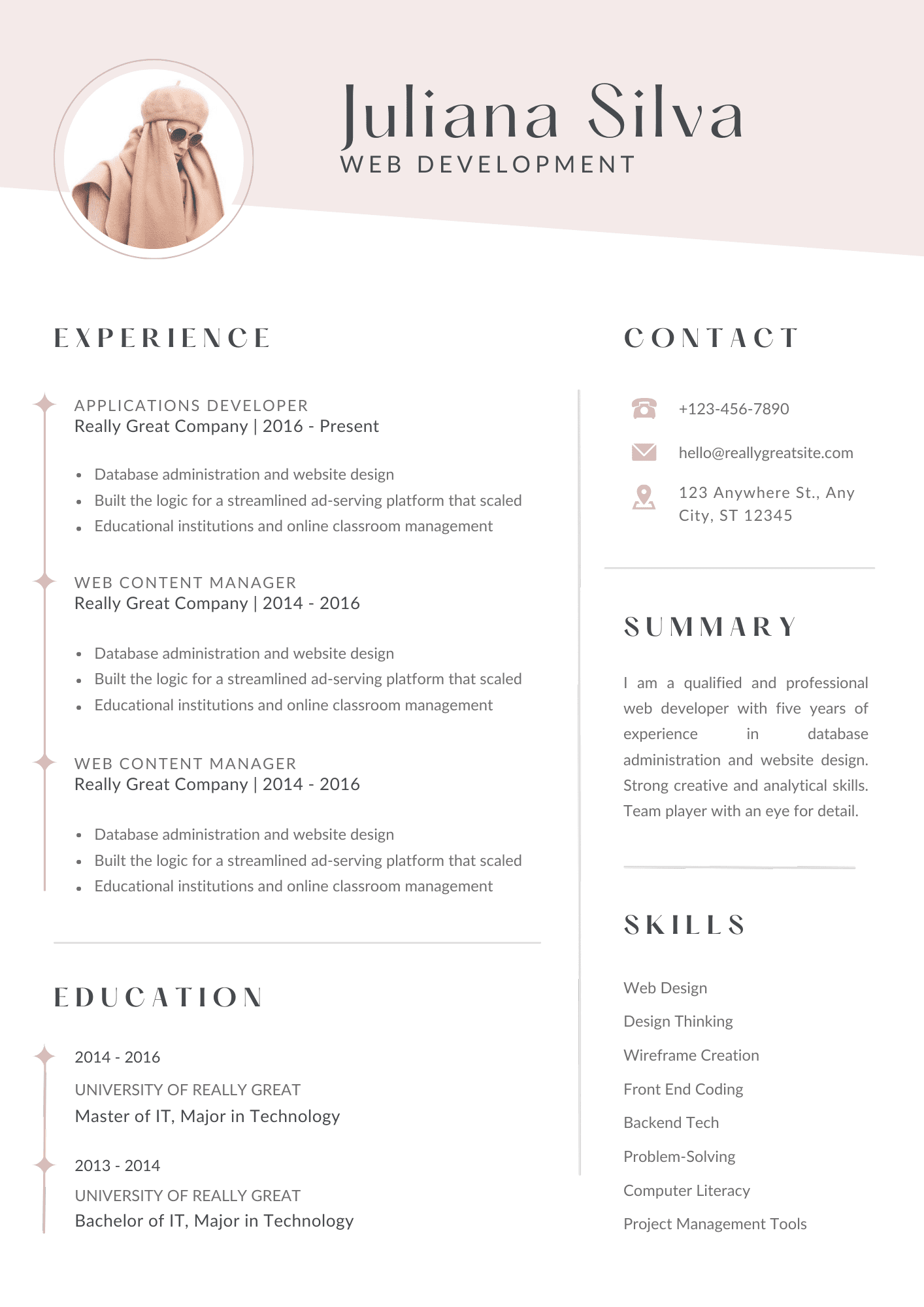 Blush Minimalist Photo CV Resume.pdf Blush Minimalist CV Template