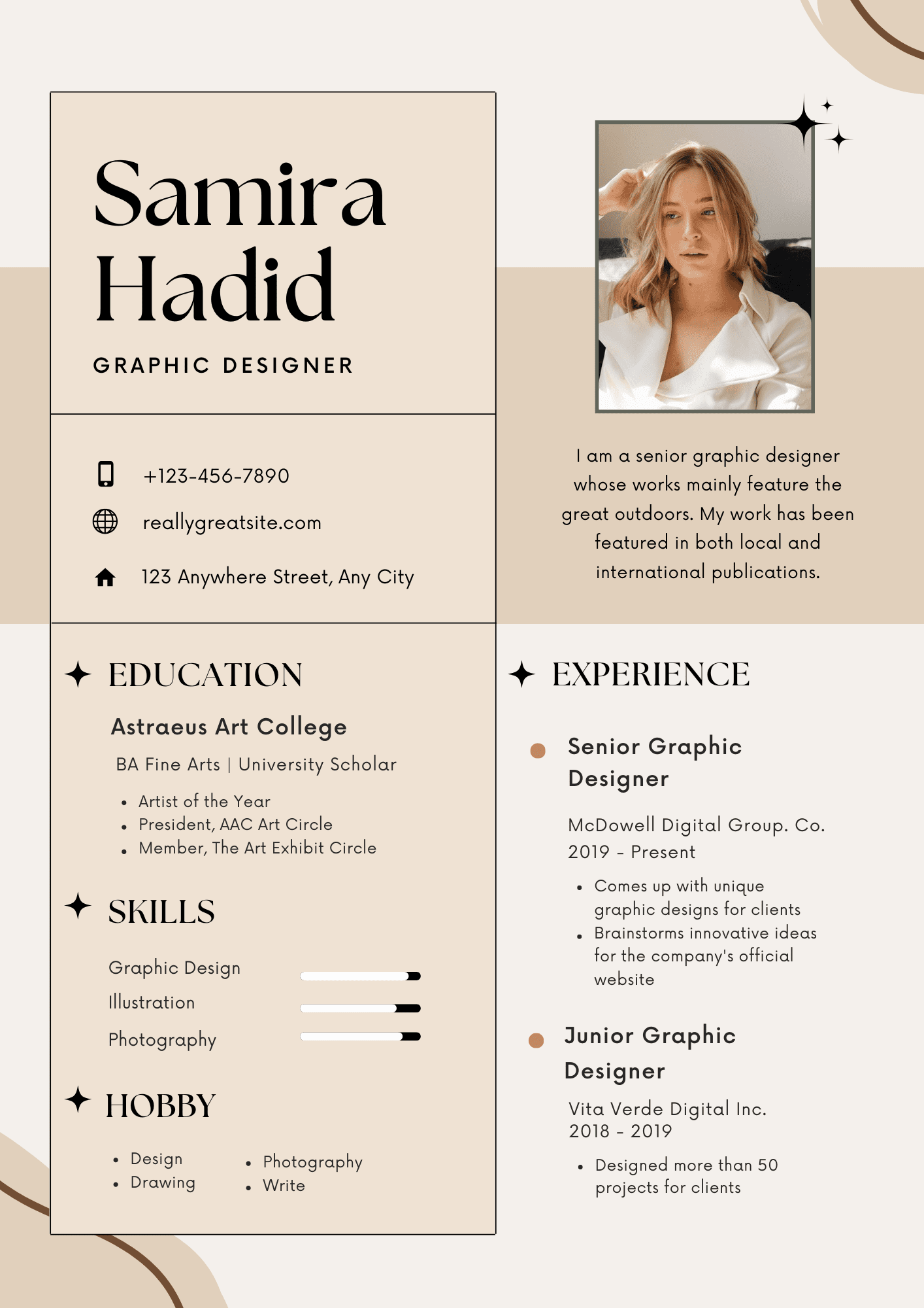 Brown and Cream Minimalist Graphic Designer CV Resume.pdf Brown and Cream CV Template