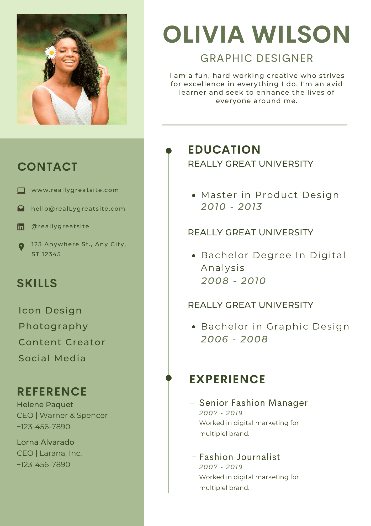 Green Modern Woman CV Resume Simple.pdf Green Modern CV Template