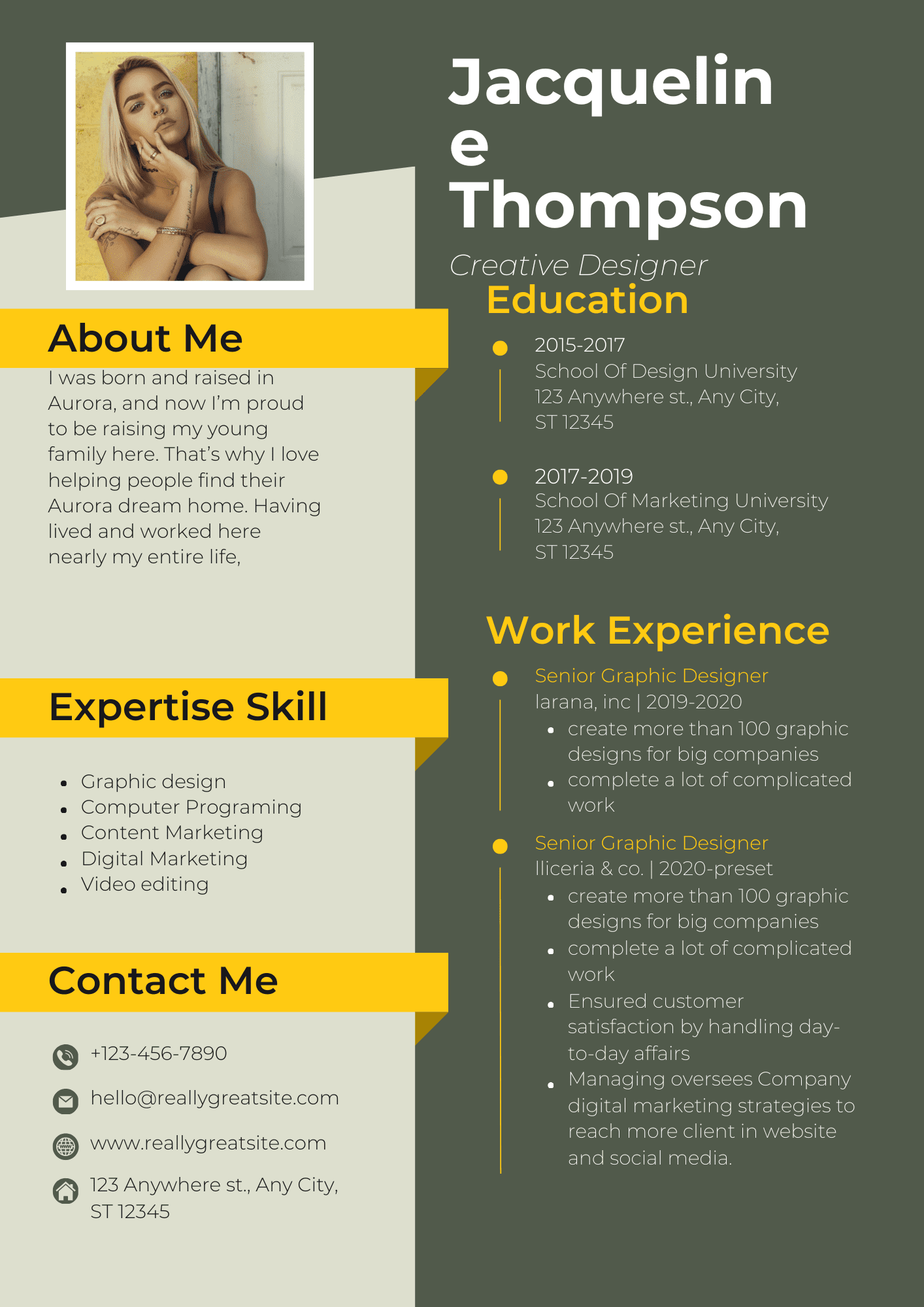 Green and Yellow Professional CV Resume.pdf Green and Yellow CV Template