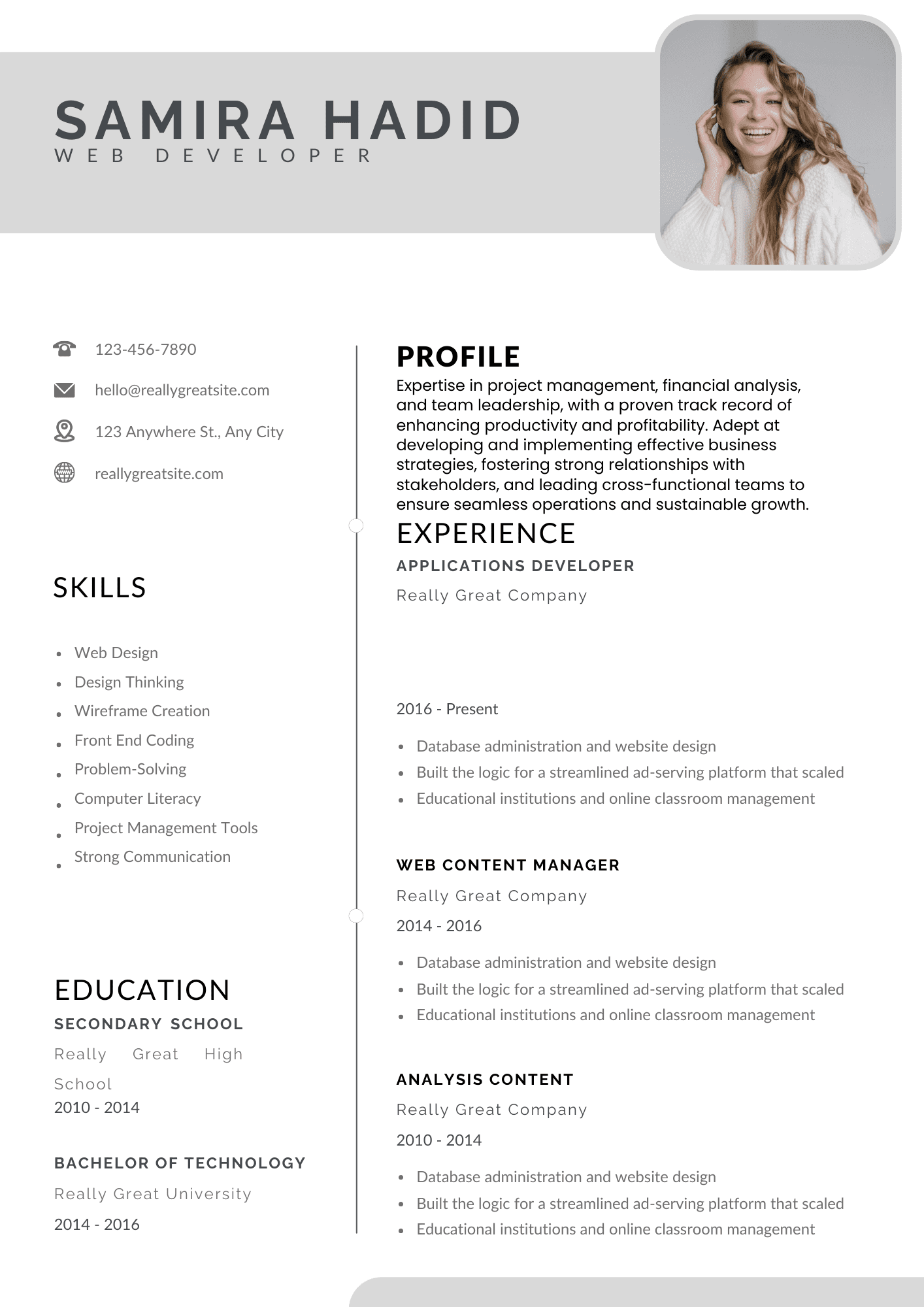 Grey & white a4 Clean CV Resume.pdf Grey & White CV Template