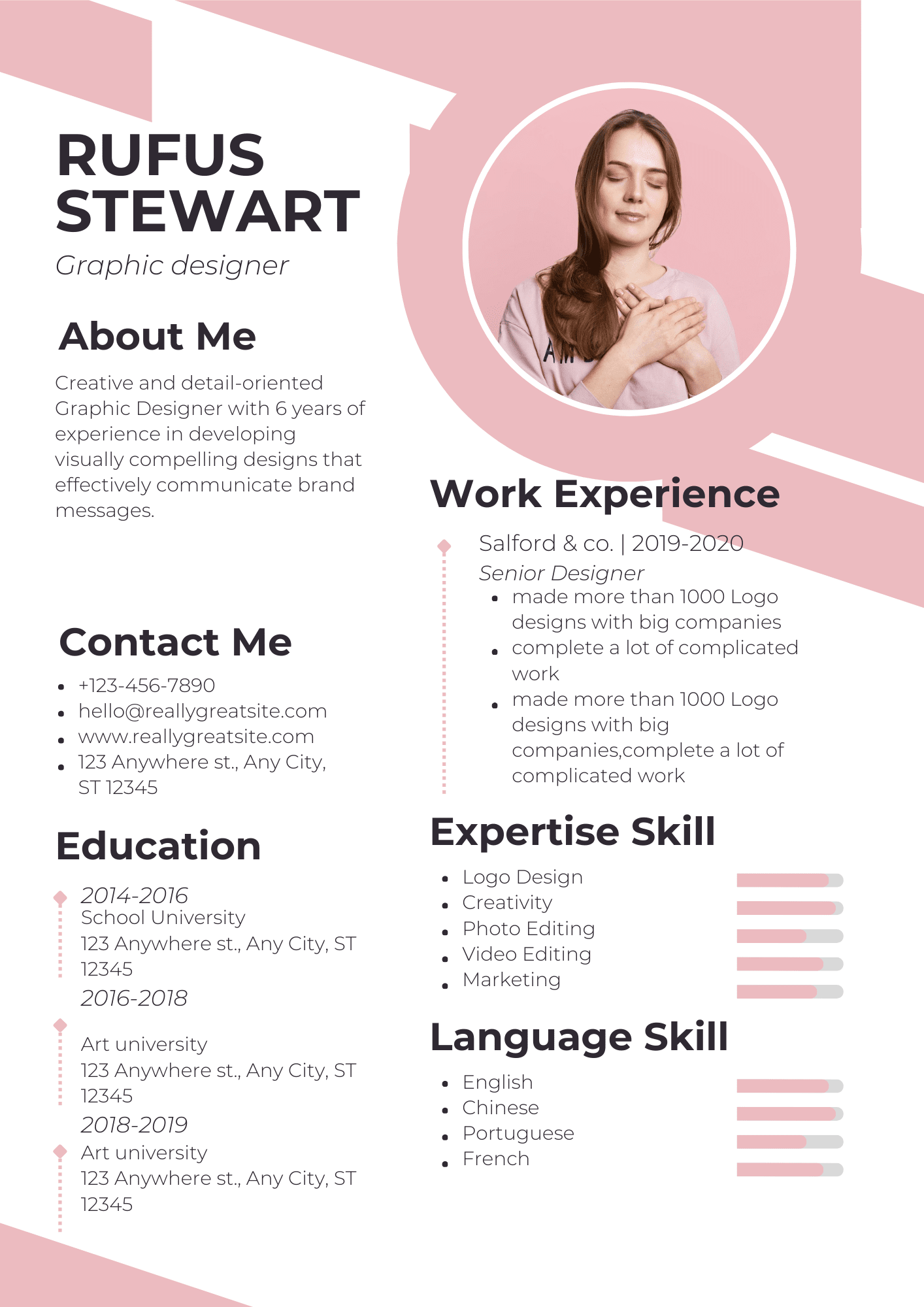 Pink Minimalist Professional CV Resume.pdf Pink Minimalist CV Template