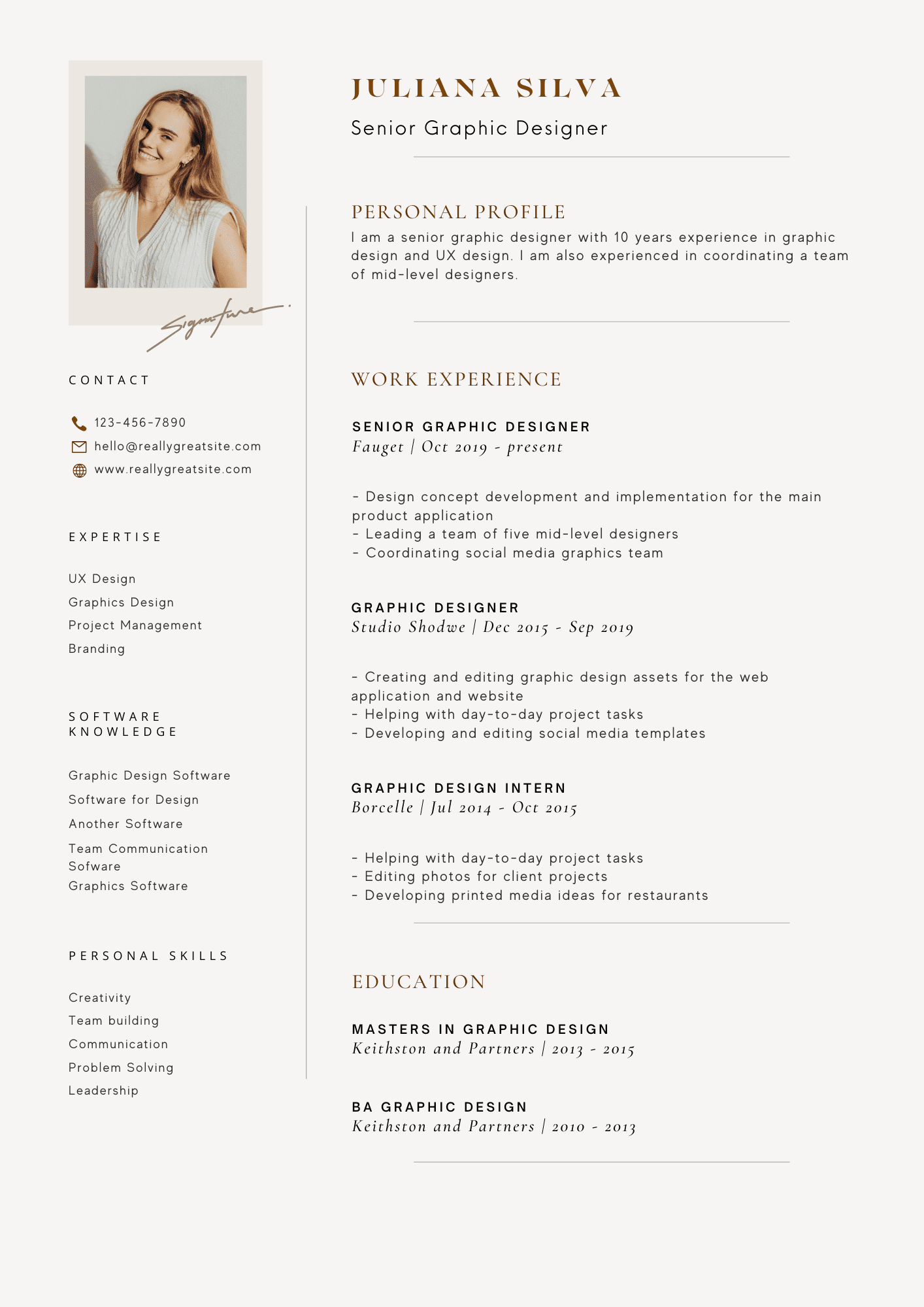 Simple Elegant Classic Neutral Minimalist Professional A4 Photo CV Resume.pdf Simple Elegant CV Template