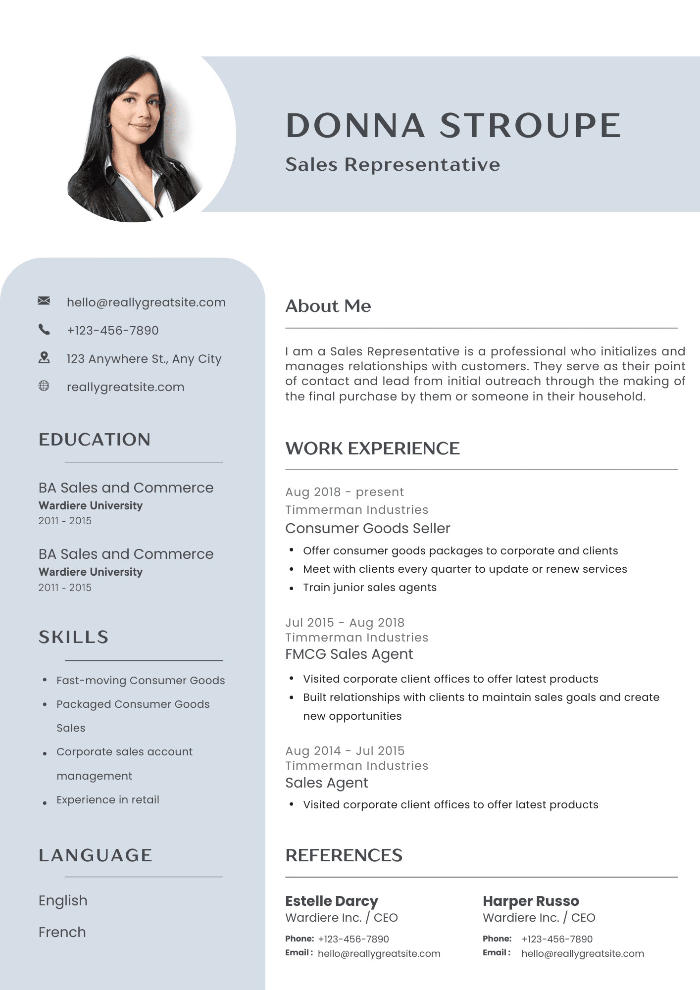 White simple Sales Representative Cv Resume (2).pdf White Simple CV Template - Image 1
